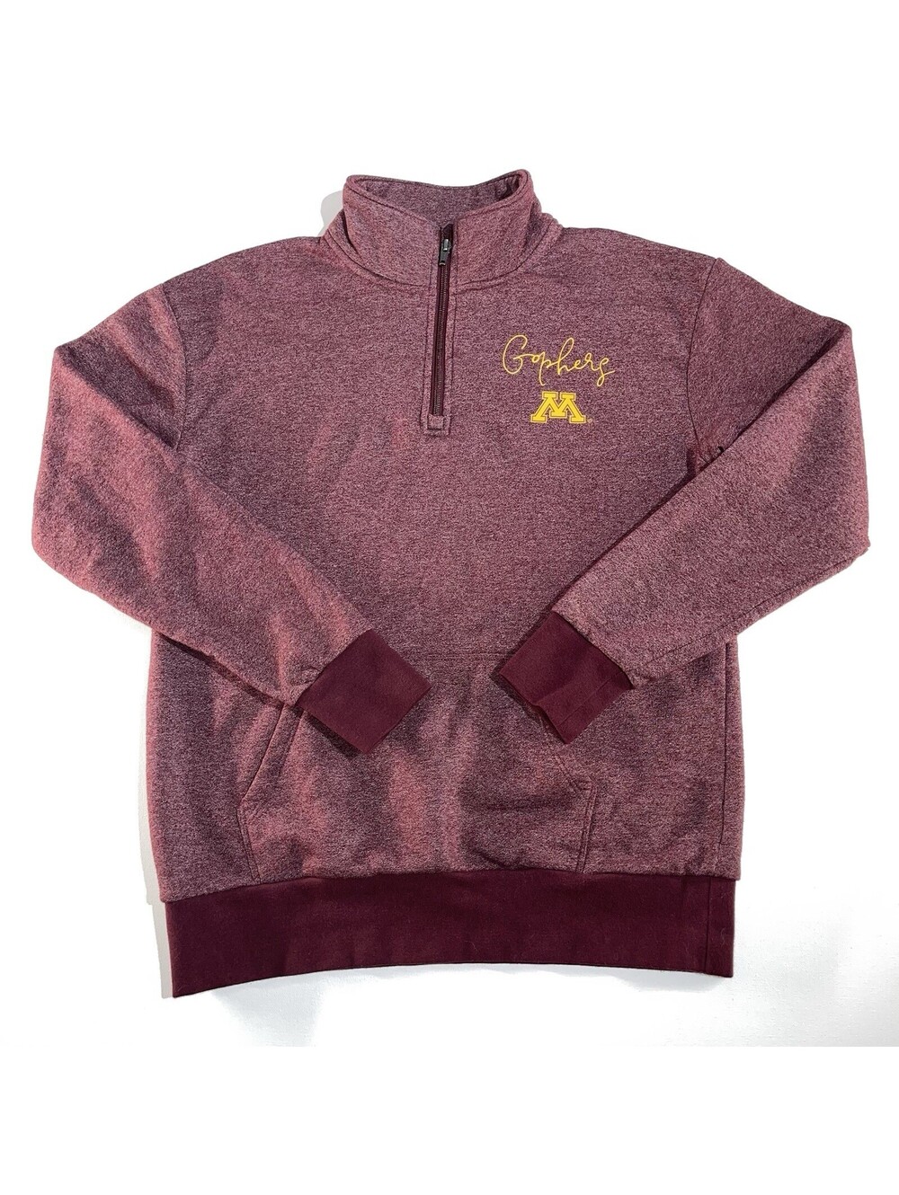 Minnesota Golden Gophers Pullover Mens Medium 1/4 Zip Maroon Shirt Long Sleeve